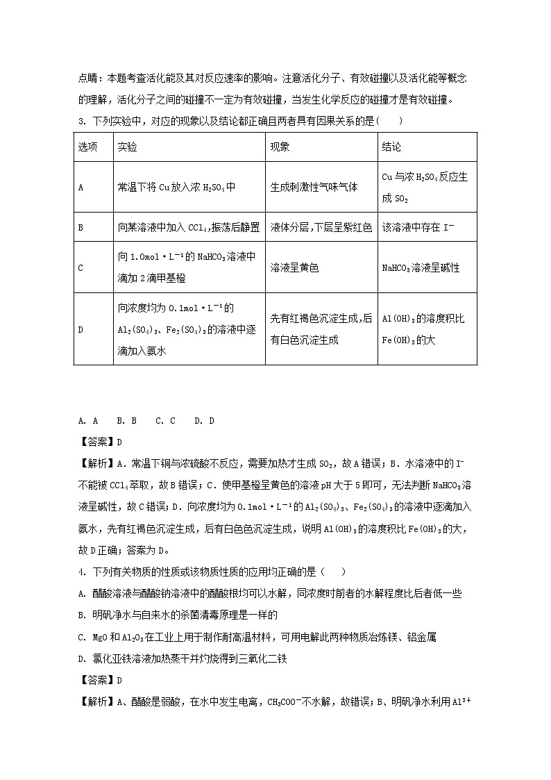2017-2018学年辽宁省沈阳市东北育才学校高二上学期期中考试化学试题 解析版02