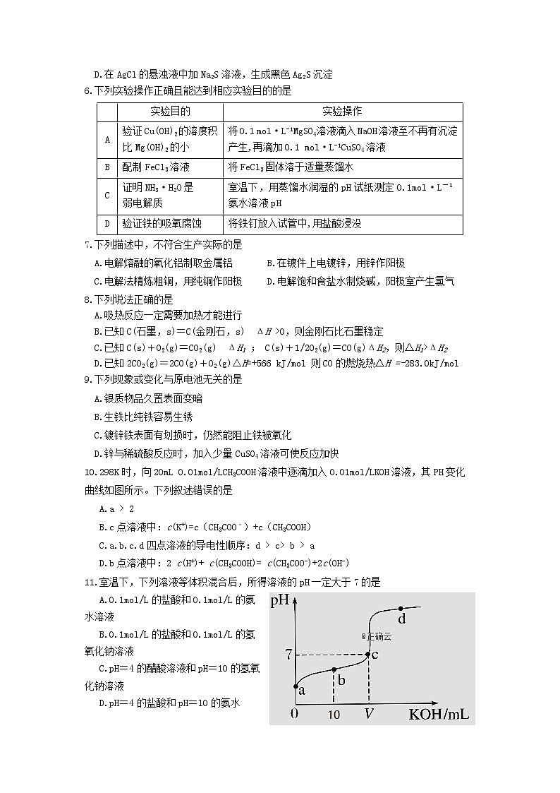 2018-2019学年山西省芮城县高二上学期期末考试化学试题 Word版02