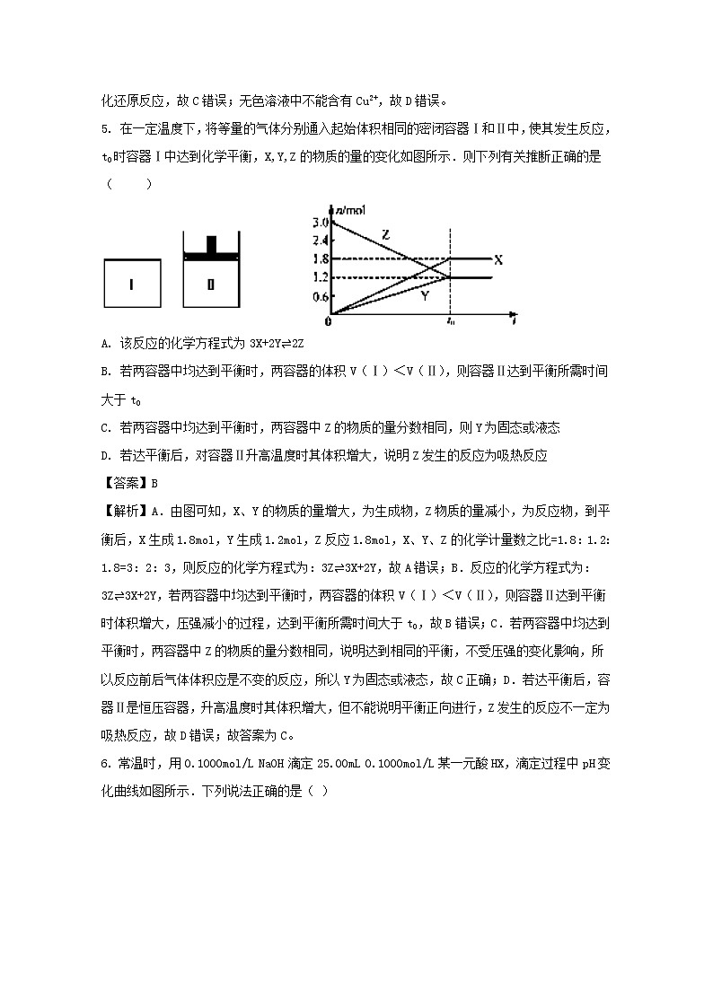 2017-2018学年安徽省定远重点中学高二上学期期末考试化学试题 解析版03