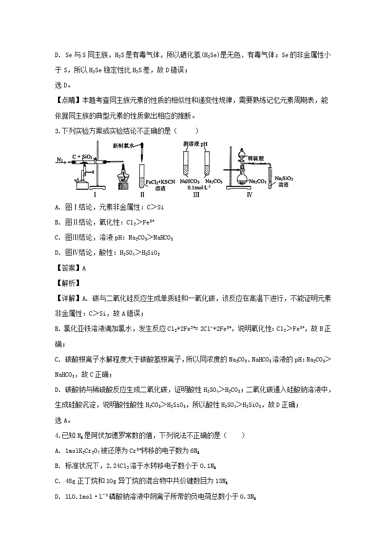 浙江省绍兴市2020届高三11月选考科目诊断性考试化学试题02
