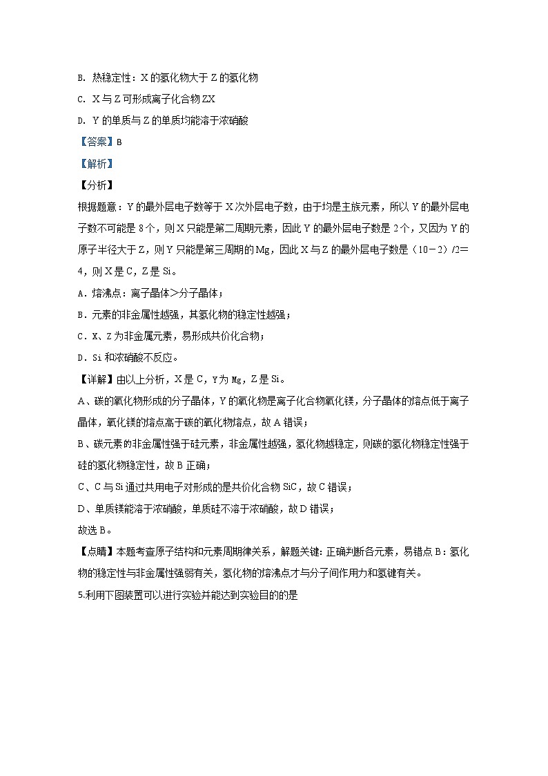北京市2020届高三下学期周末测试化学试题第3页