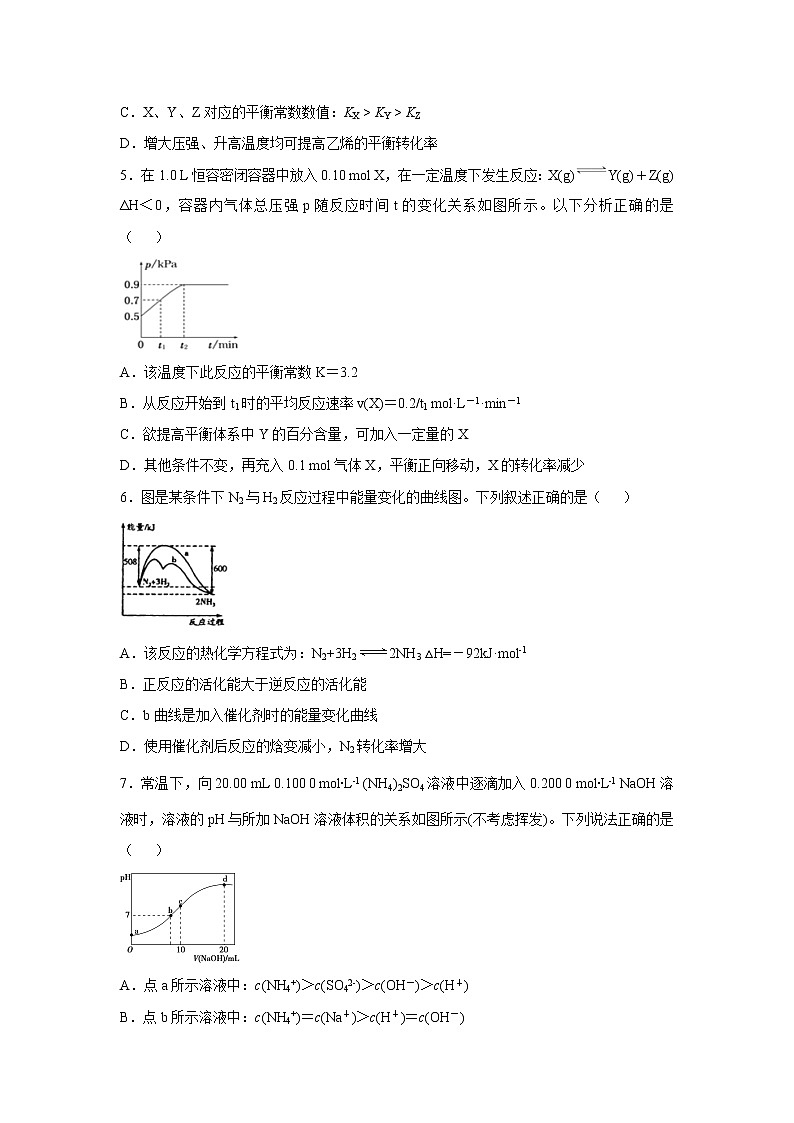 【化学】河北省武邑中学2019-2020学年高二下学期3月线上考试试题02