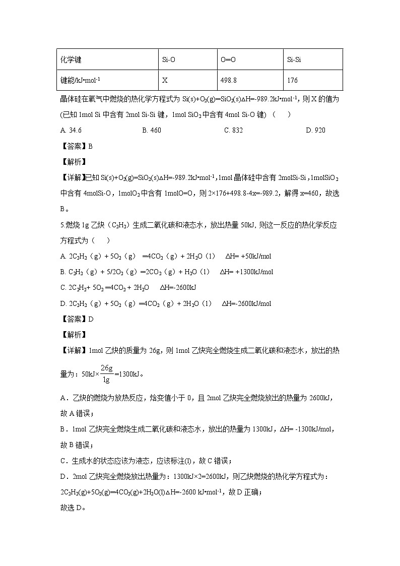 【化学】辽宁省阜新市第二高级中学2019-2020学年高二上学期第一次月考试题(解析版)03