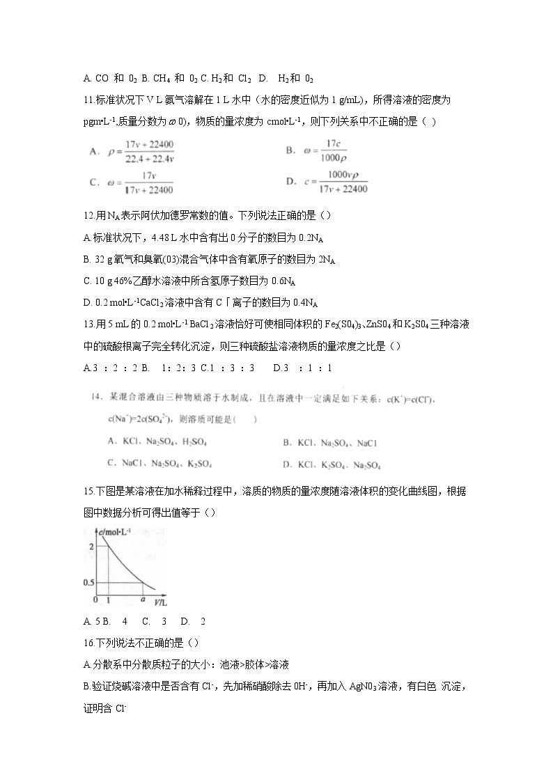 【化学】河南省豫西名校2018-2019学年高一上学期第一次联考试题（解析版）03