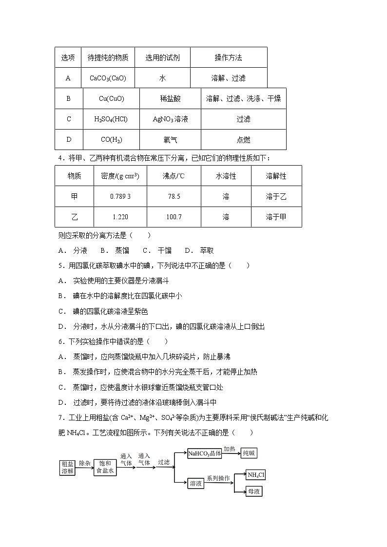 【化学】陕西省长安区第一中学2018-2019学年高一上学期第一次月考试题(解析版)202