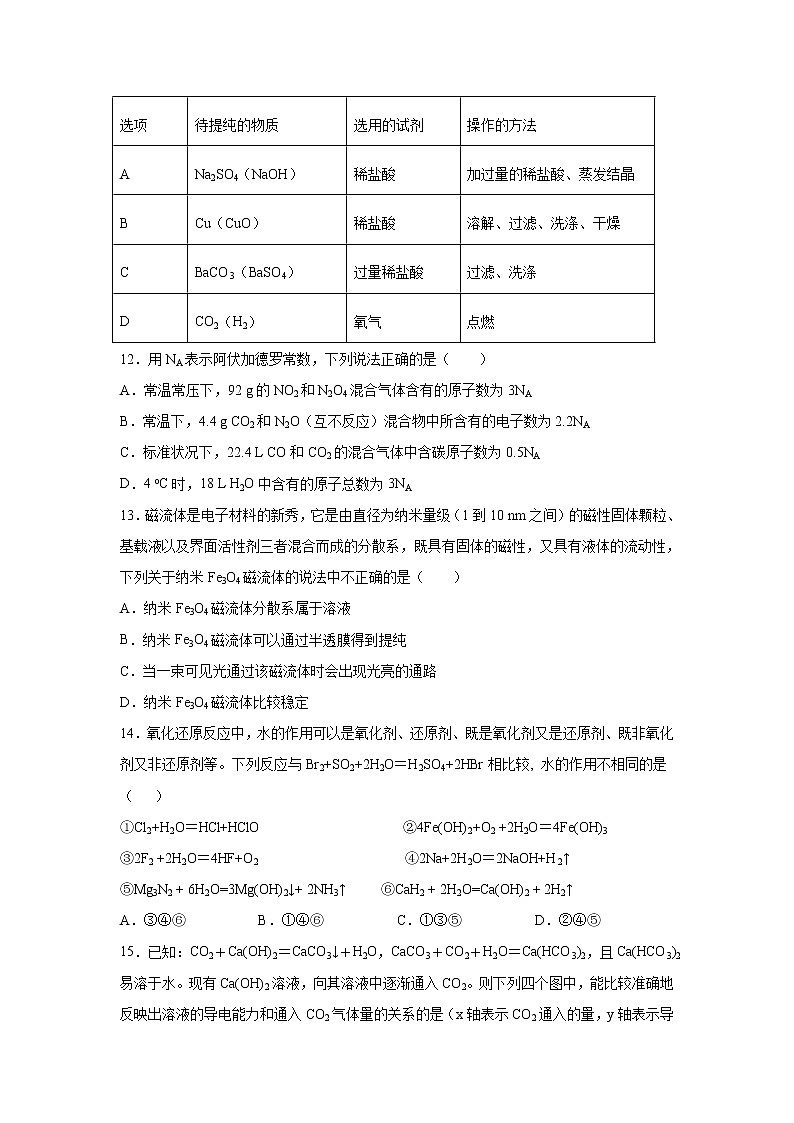 【化学】甘肃省兰州第一中学2019-2020学年高一上学期期中考试试题03