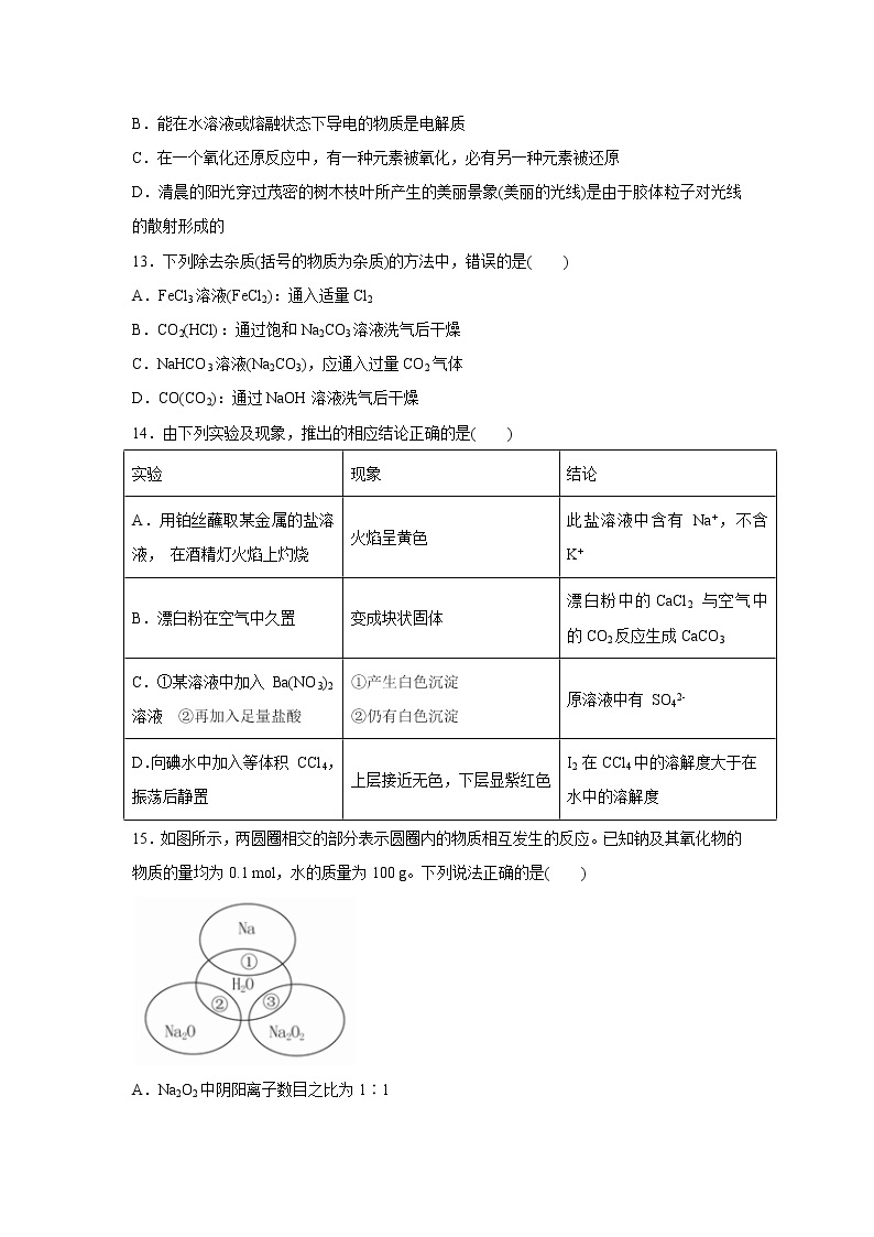 【化学】黑龙江省大庆实验中学2018-2019学年高一上学期期末考试试题03