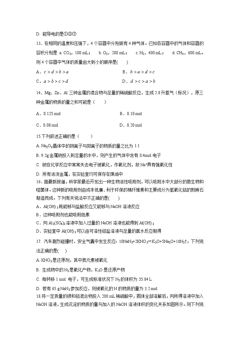 【化学】江西省上饶县中学2018-2019学年高一(自主招生班)上学期第一次月考试题第3页