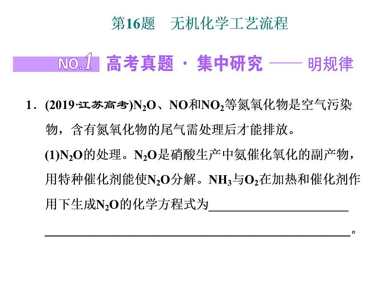 2020届二轮复习 无机化学工艺流程 课件(71张)(江苏专用)01