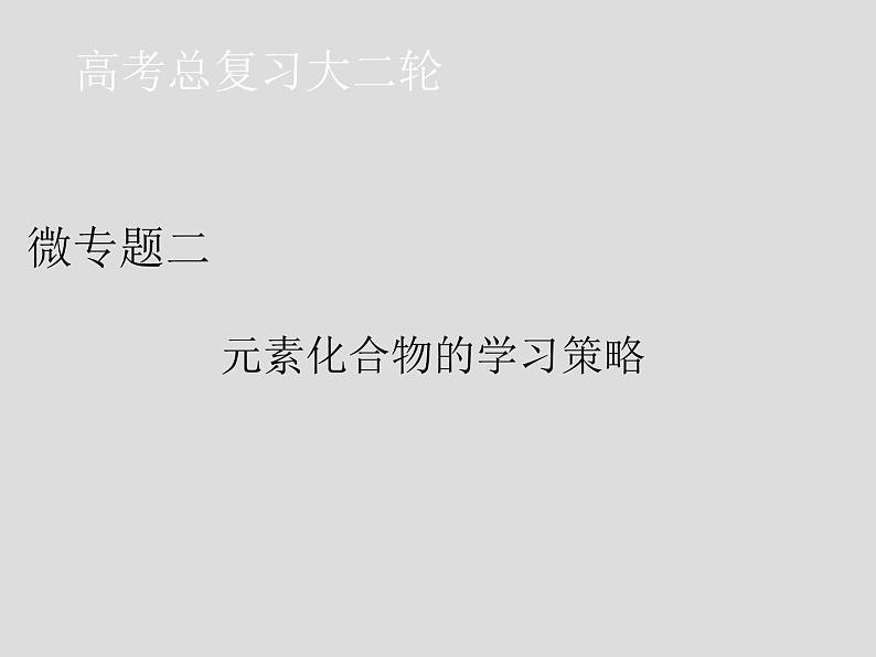 2020届二轮复习 元素化合物的学习策略 课件(43张)(全国通用)01