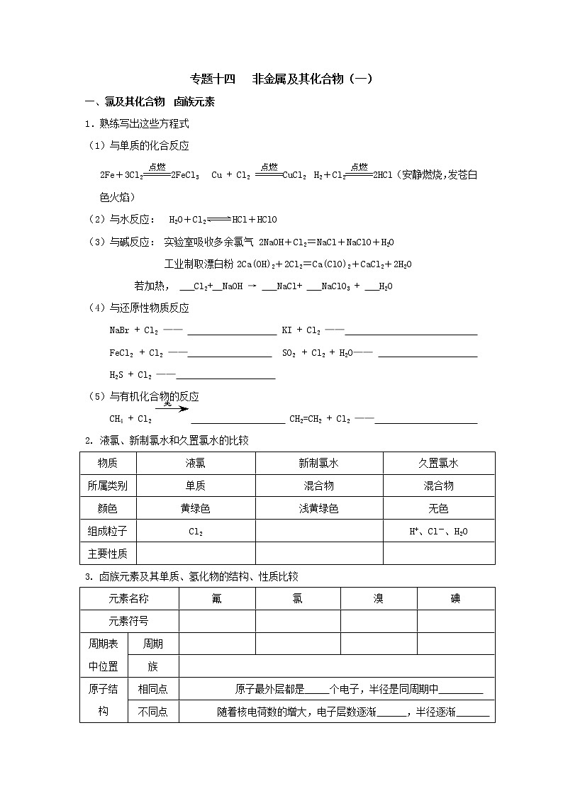 2020届二轮复习 非金属及其化合物(一) 学案(全国通用)01