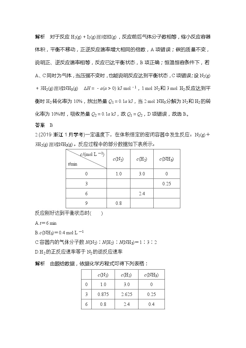 2020届二轮复习 化学平衡 学案（浙江专用）02