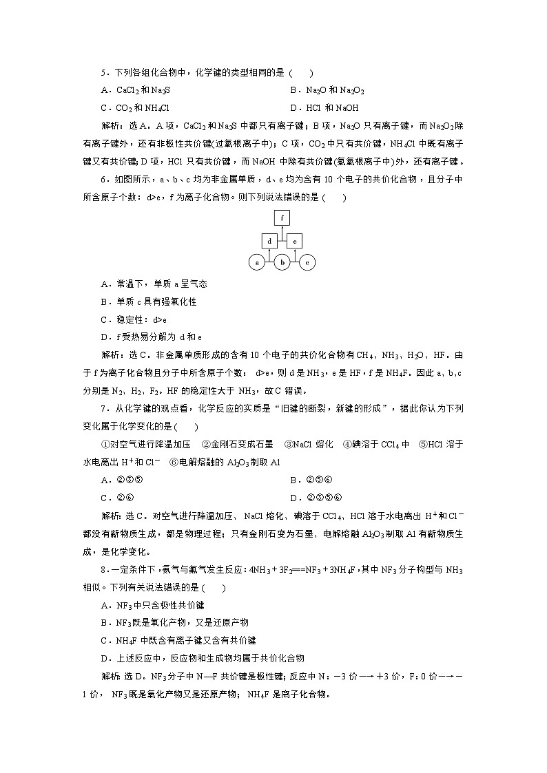 2019届二轮复习 原子结构 化学键 作业(全国通用) 练习02