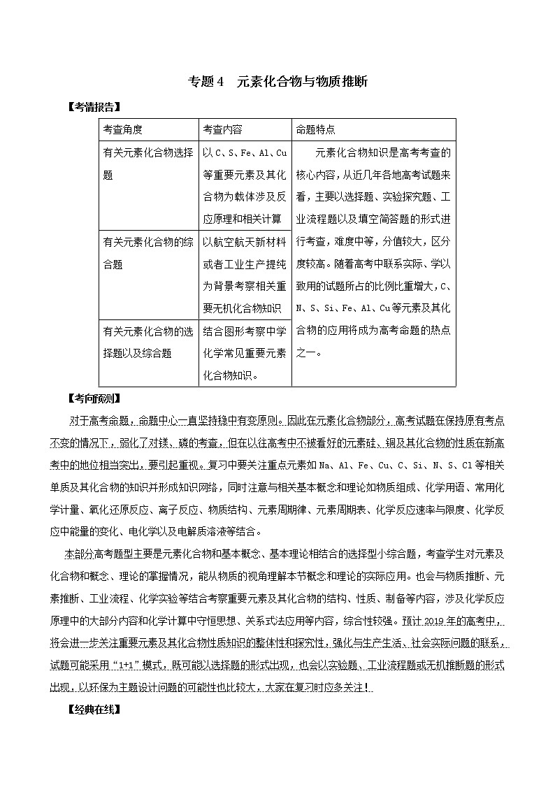 2019届二轮复习 元素化合物与物质推断 学案(全国通用)01