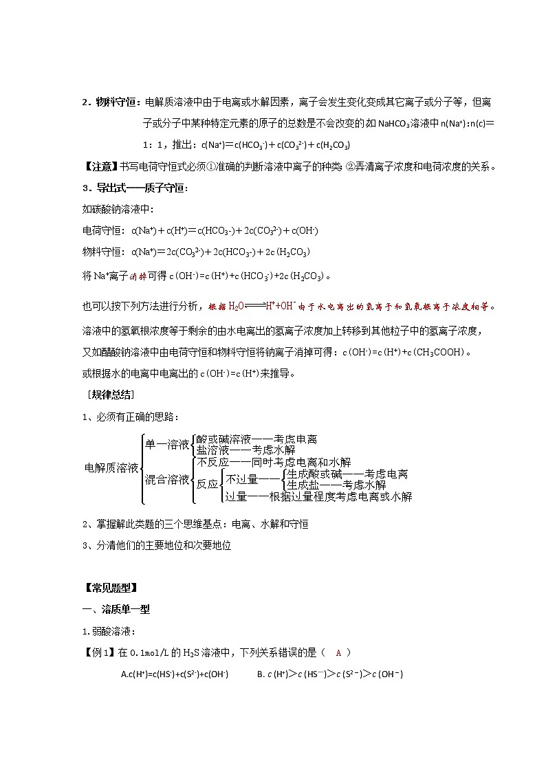 2019届二轮复习 电解质溶液中离子浓度大小比较 学案(全国通用)02