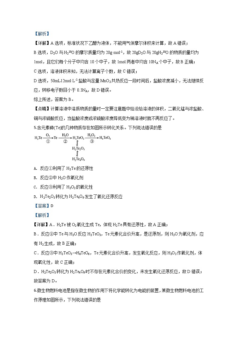山东省潍坊市2020届高三下学期第三次线上检测化学试题03
