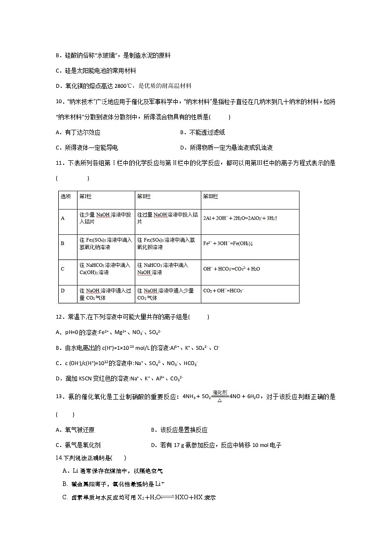 四川省仁寿县文宫中学2019-2020学年高一5月月考化学试题02