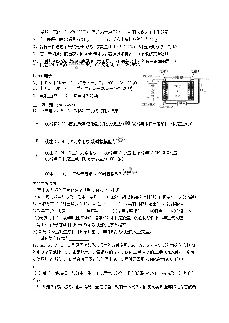 湖南省娄底市双峰县双峰一中2019-2020学年高一下学期月考化学试题03