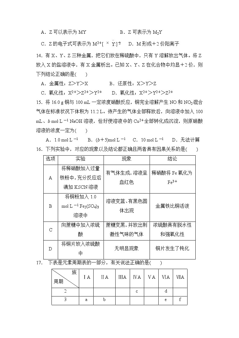 河北省邯郸市馆陶一中2019-2020学年高一3月月考化学试卷03