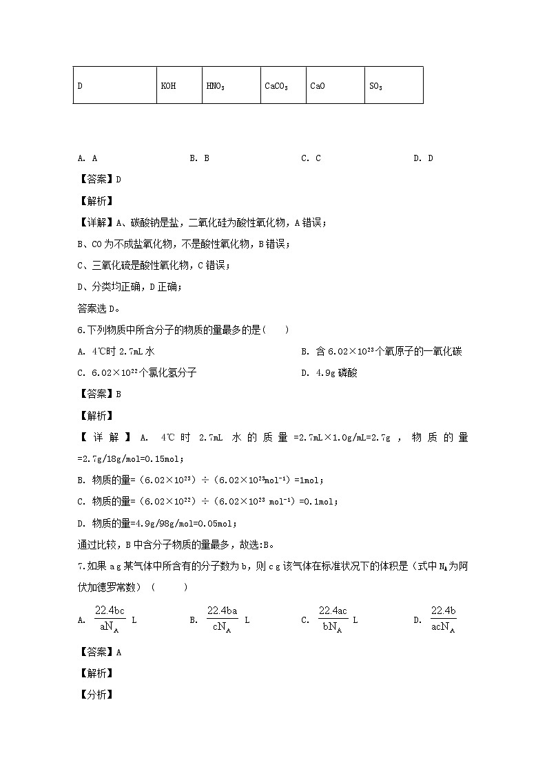湖北省荆州中学2019-2020学年高一10月月考化学试题03