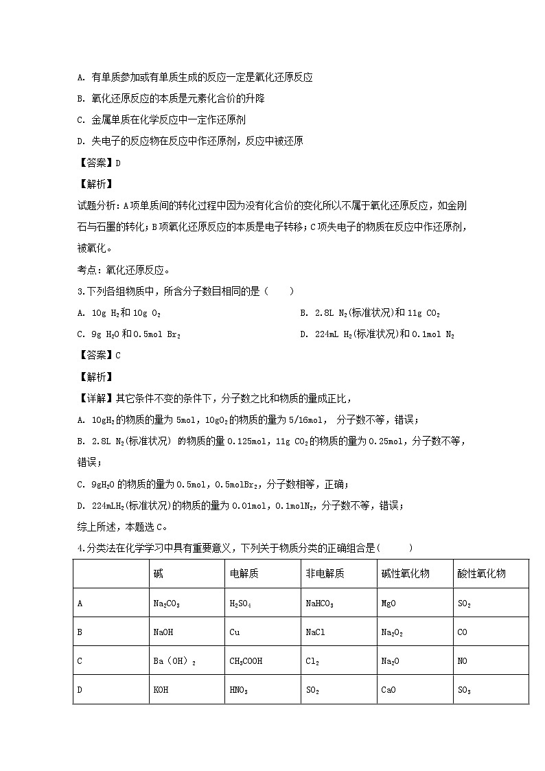 福建省厦门外国语学校2019-2020学年高一上学期期中考试化学试题第2页