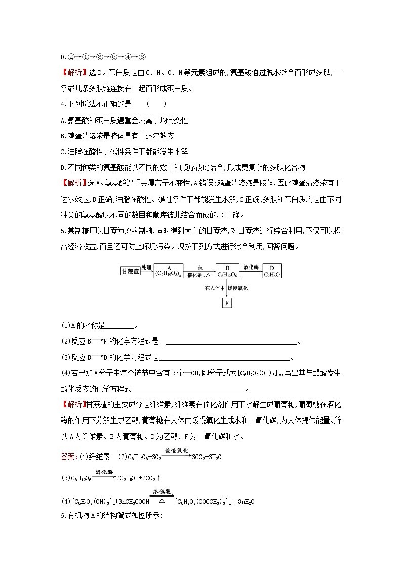 2021版高考化学一轮复习课时提升作业二十八生命活动的物质基础含解析苏教版第2页