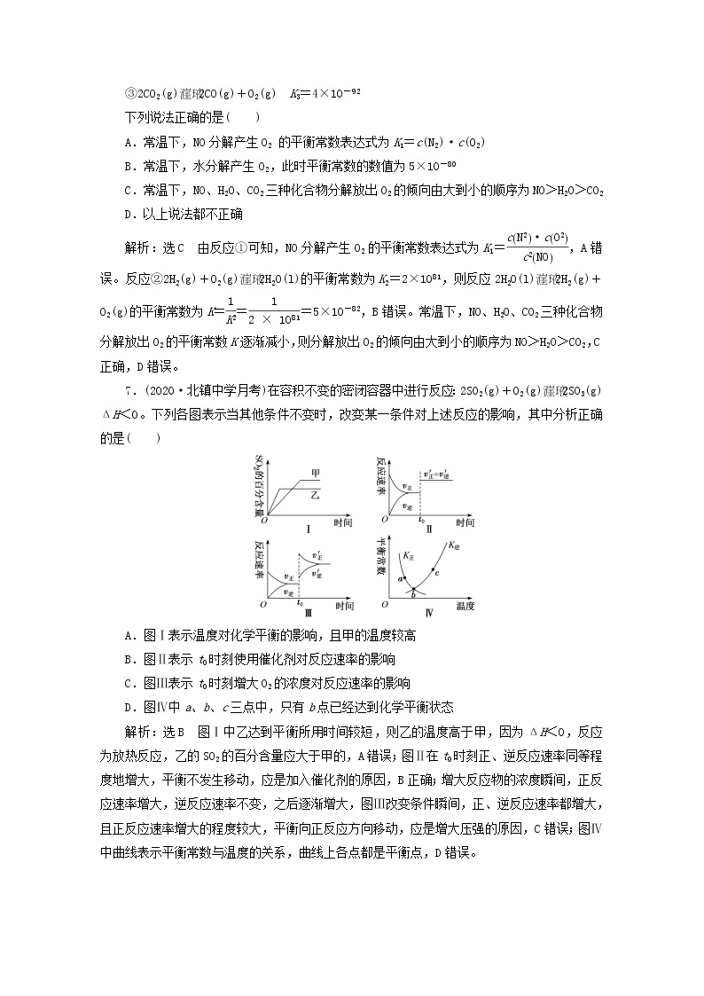 2021版高考化学一轮复习课时跟踪检测（三十）化学平衡常数化学反应进行的方向（含解析）新人教版03