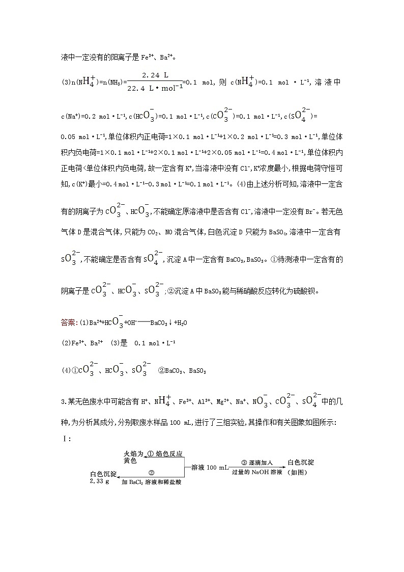 2020高考化学考前微专题突破练二物质成分的推断非选择题含解析03