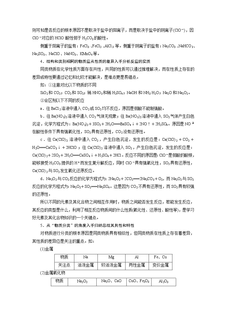 2020届高考化学二轮复习教师用书：微专题二元素化合物的学习策略03