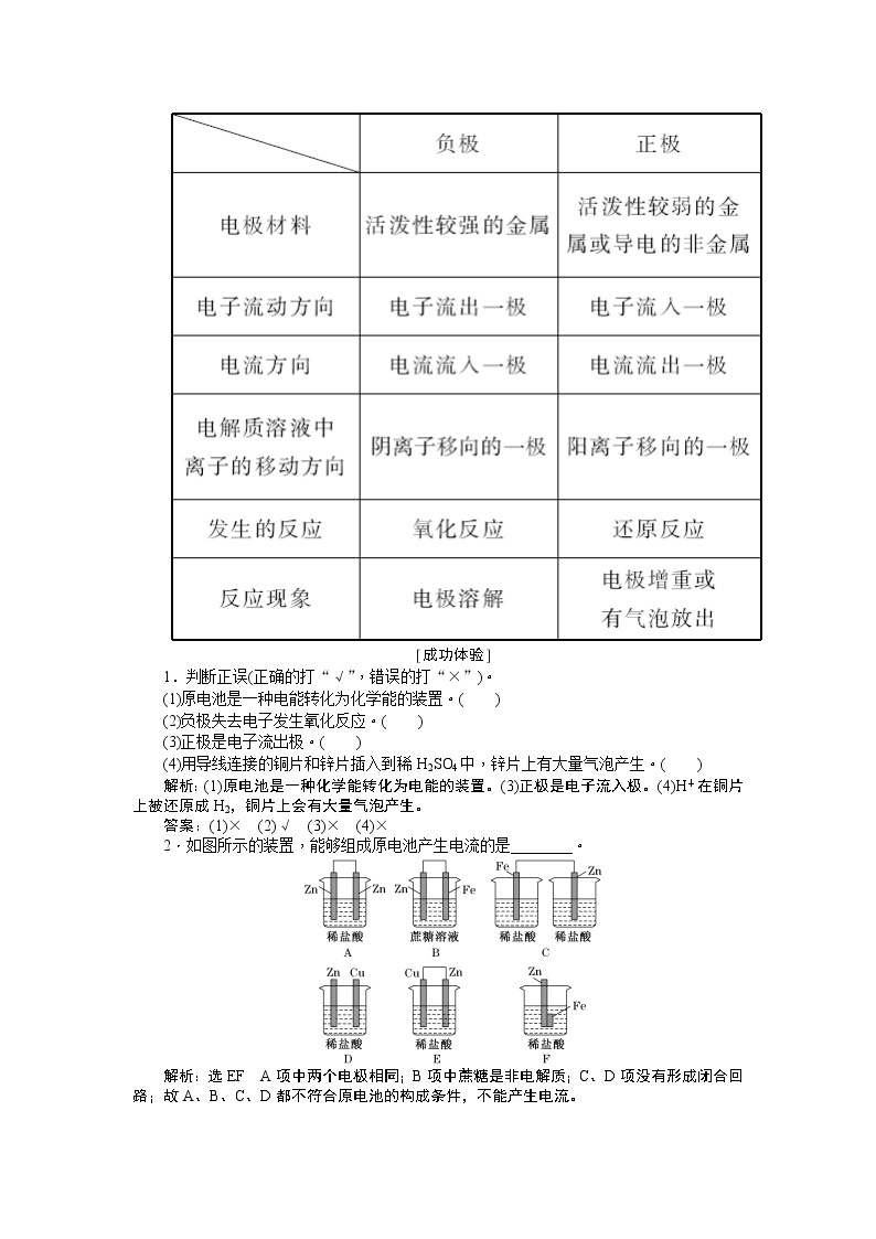 2019新创新化学人苏教版必修2讲义：第1部分专题2第三单元第一课时化学能转化为电能化学电源03