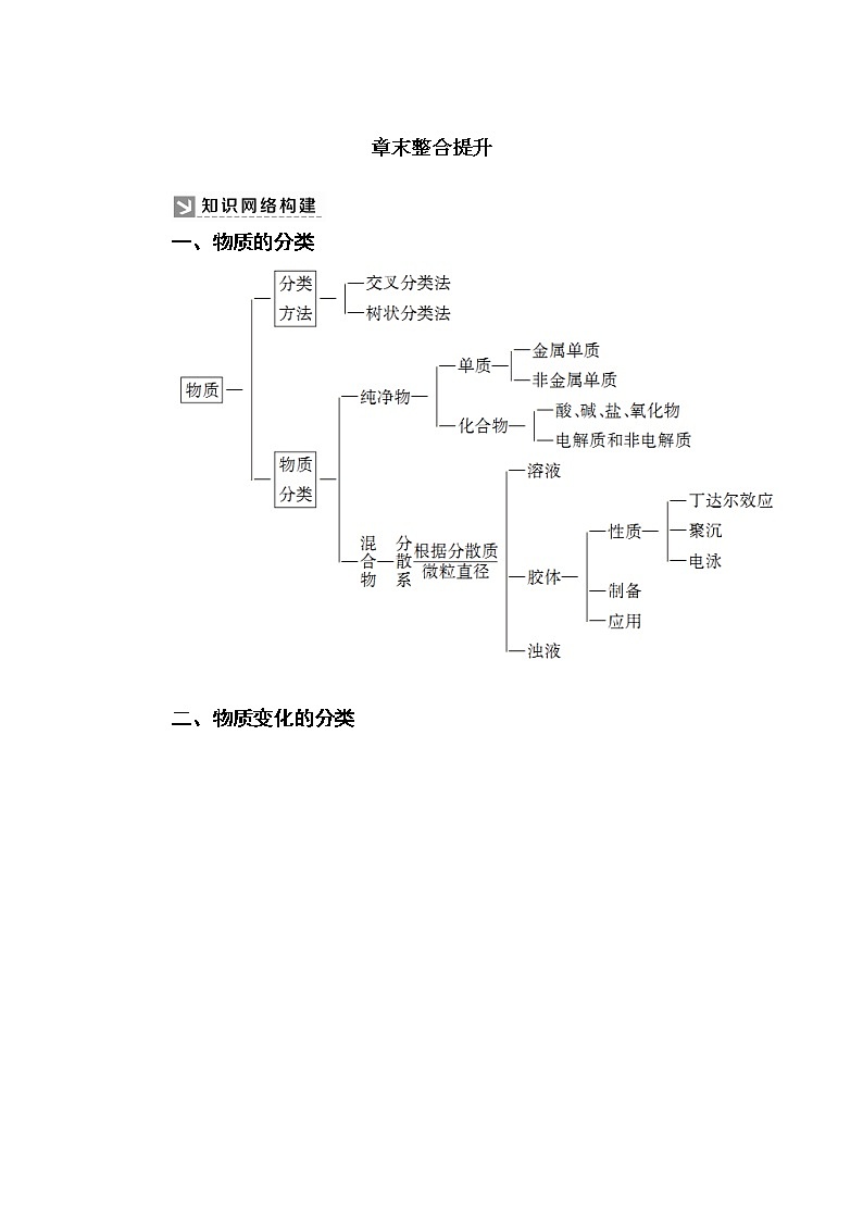 2019—2020学年新教材课标版高中化学必修第一册教师用书:1-章末整合提升1 物质及其变化01