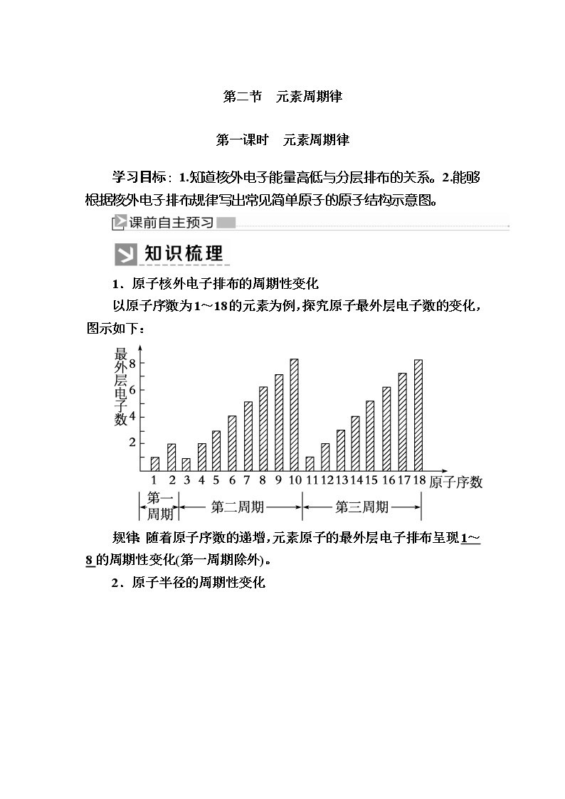 2019—2020学年新教材课标版高中化学必修第一册教师用书：4-2-1第一课时　元素周期律01