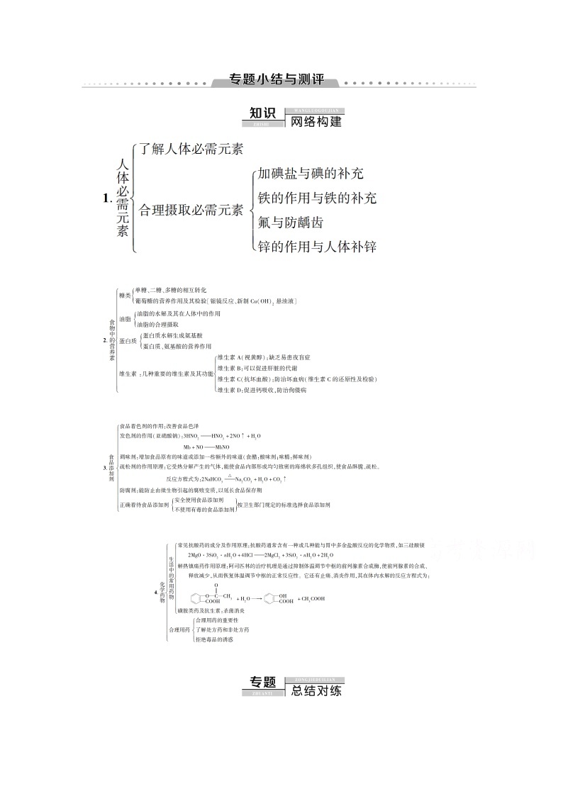 2020-2021学年化学苏教版选修1教师用书：专题2专题小结与测评01