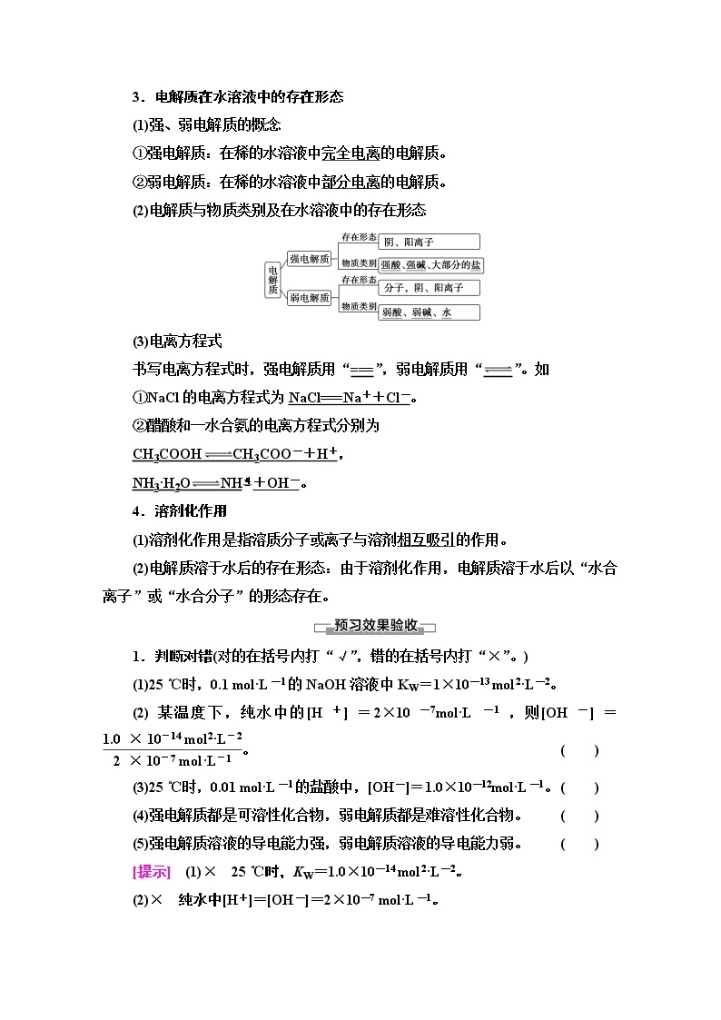 2020-2021学年化学鲁科版选修4教师用书：第3章第1节第1课时　水的电离及电解质在水溶液中的存在形态02