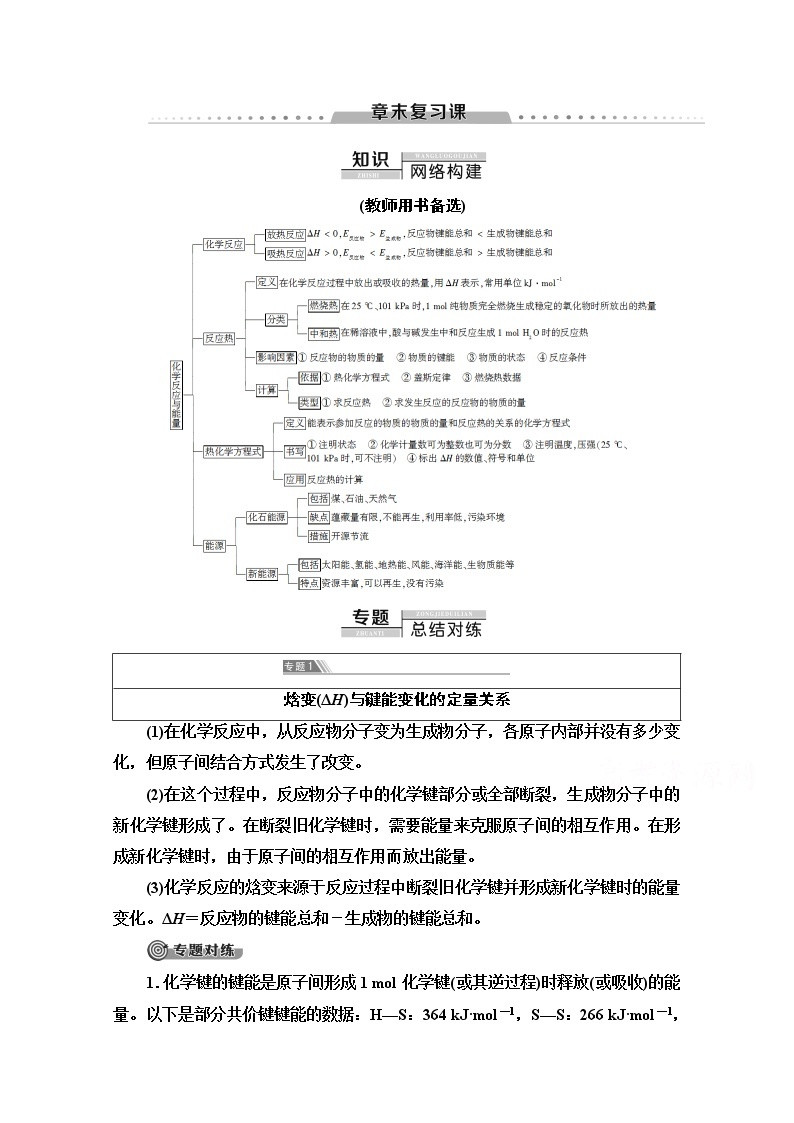 2020-2021化学人教版选修4教师用书：第1章章末复习课01