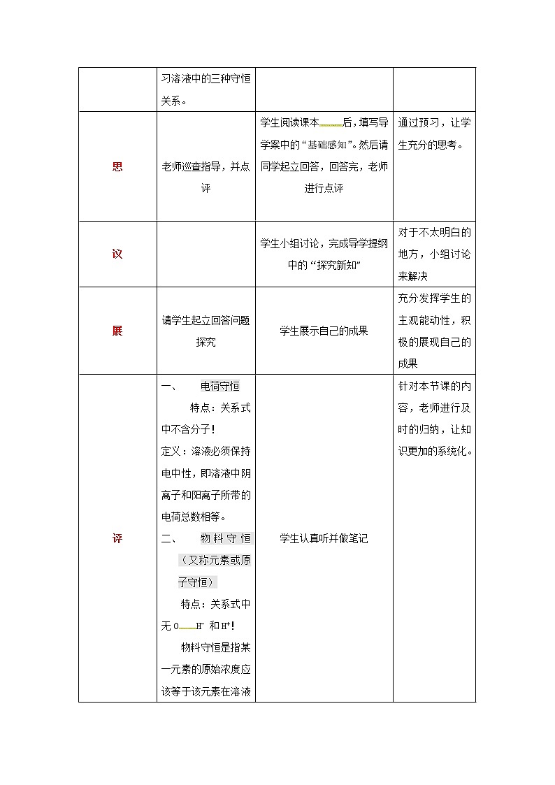 四川省北大附中成都为明学校人教版高中化学选修四:溶液中的三大守恒教案02