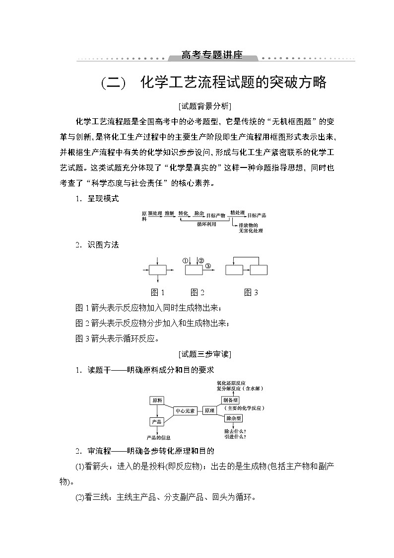 2021版新高考化学一轮鲁科版教师用书:第3章高考专题讲座2化学工艺流程试题的突破方略第1页