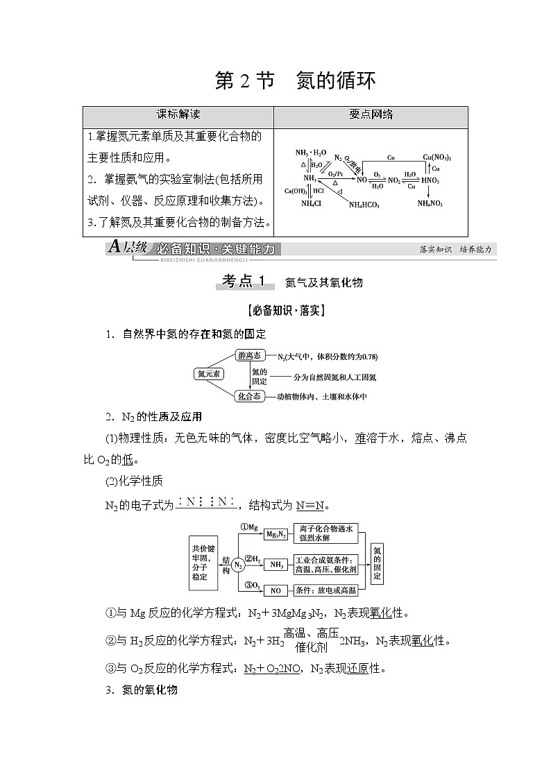 2021版新高考化学一轮鲁科版教师用书:第3章第2节氮的循环第1页