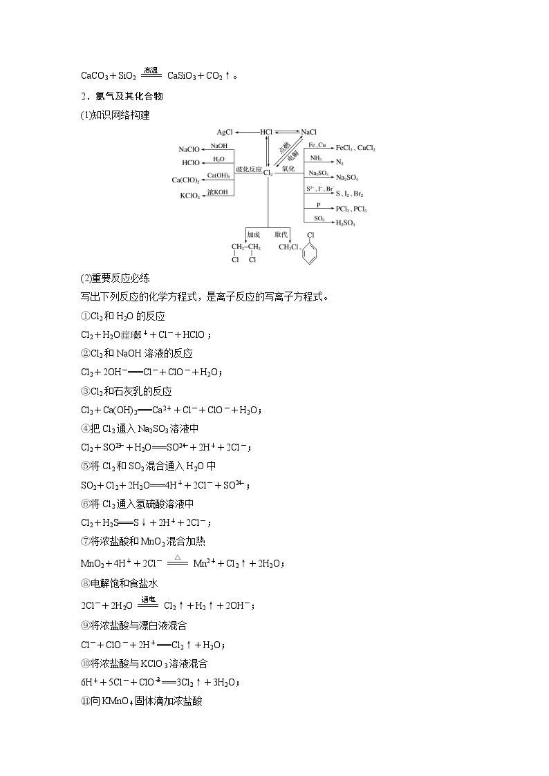 2021新高考化学鲁科版一轮复习学案：第4章本章知识系统及重要化学方程式的再书写02