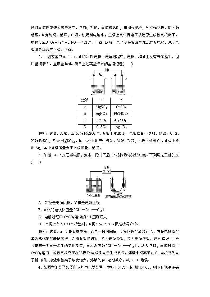 2019版高考化学一轮精选教师用书人教通用:第六章化学反应与能量微专题强化突破12 电化学串联装置的两大模型02