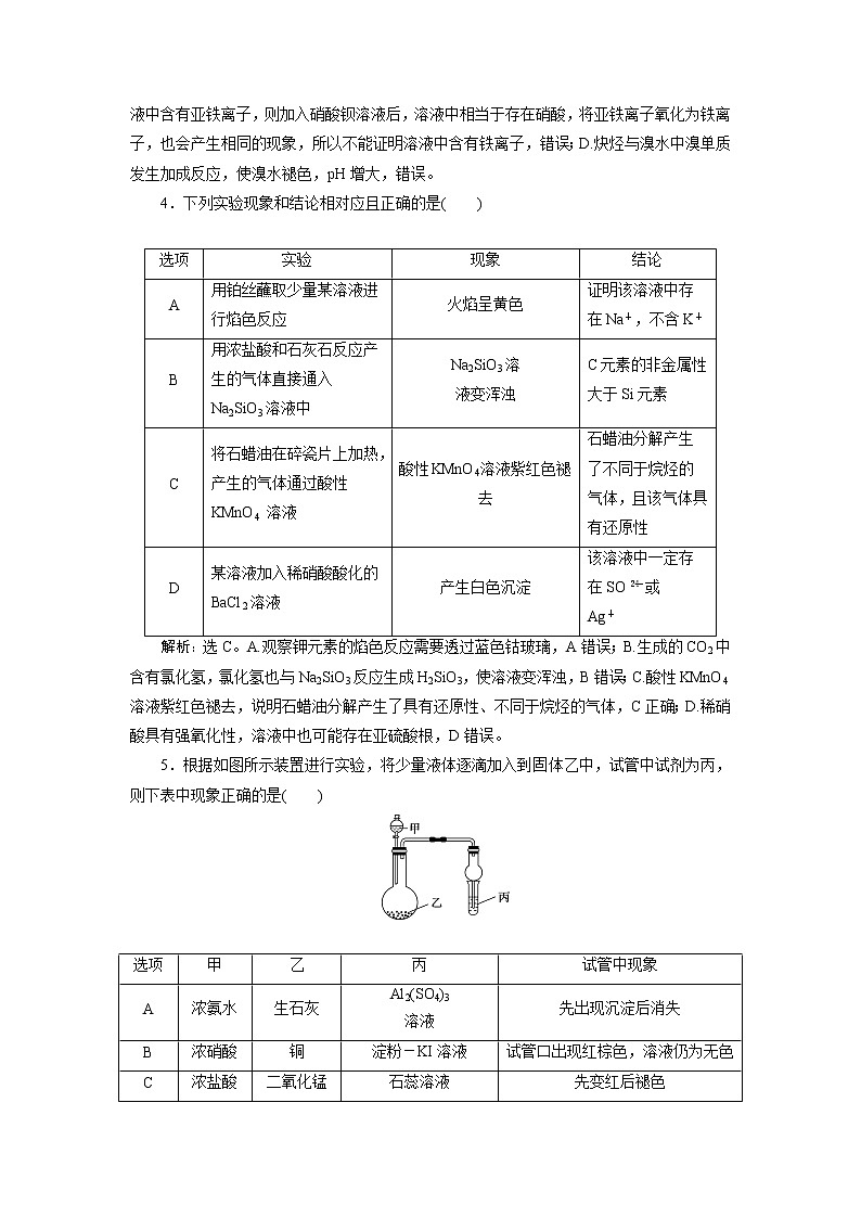 2019版高考化学一轮精选教师用书人教通用:第十章化学实验微专题强化突破22 图示、表格型实验题03