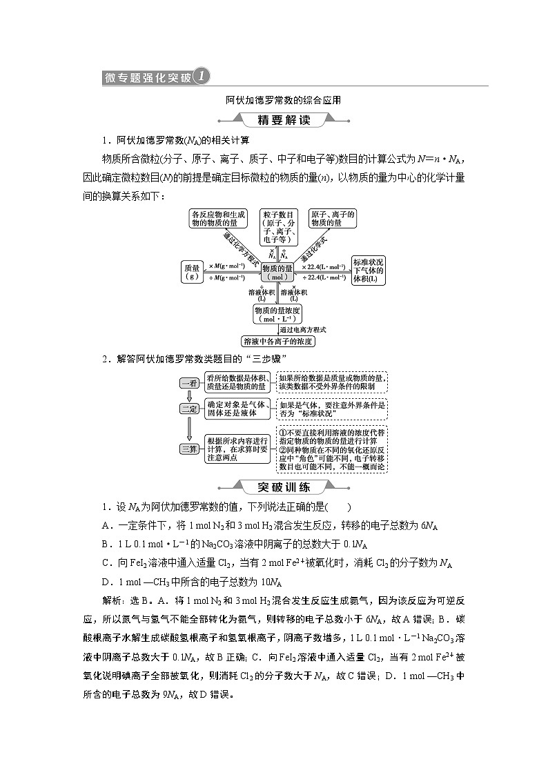 2019版高考化学一轮精选教师用书人教通用:第一章化学计量在实验中的应用微专题强化突破1 阿伏加德罗常数的综合应用01