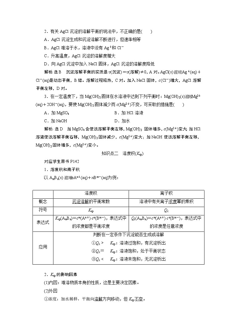 2020版高考一轮复习化学新课改省份专用学案:第七章第6课时 点点突破——难溶电解质的溶解平衡02