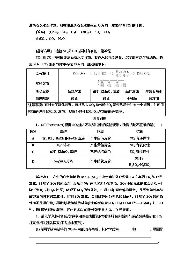 2020版高考一轮复习化学新课改省份专用学案:第四章第6课时 重点专攻——硫的转化、SO2等硫化物02