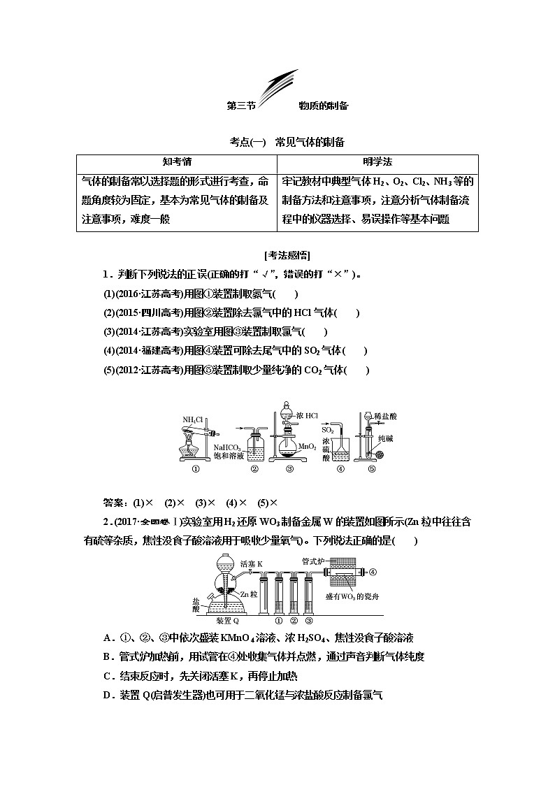 2020版高考新創(chuàng)新一輪復(fù)習(xí)化學(xué)通用版學(xué)案：第十章第三節(jié)物質(zhì)的制備第1頁