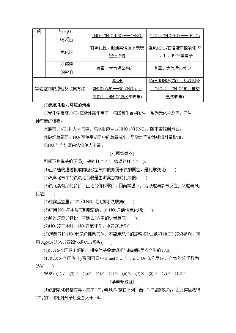 2020版高考新创新一轮复习化学通用版学案:第四章第四节氮及其化合物02