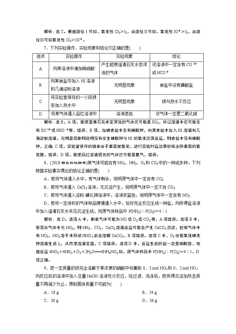 2019版高考化学一轮精选教师用书鲁科专用:第3章自然界中的元素章末综合检测(三)03