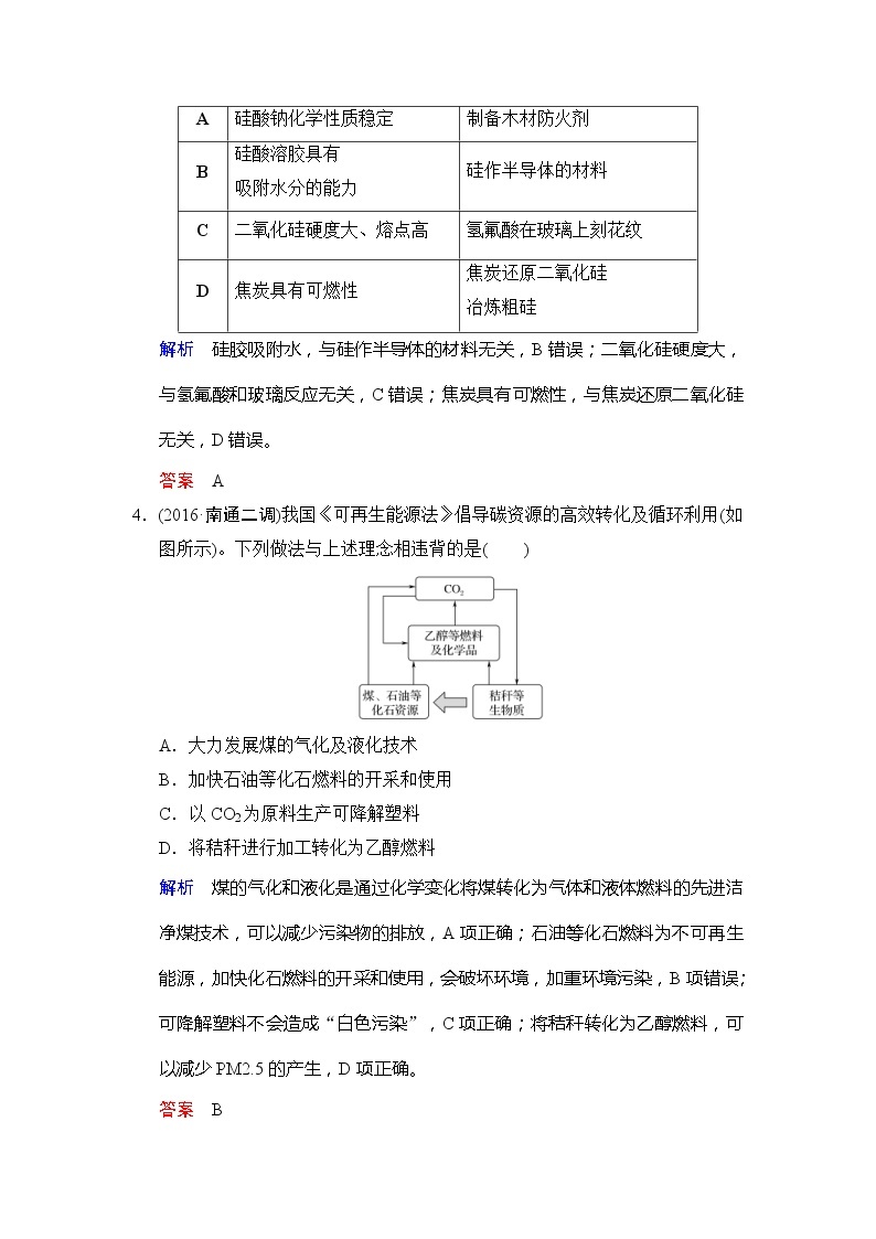 2020版高考化学苏教版大一轮复习精练：专题4 第1课时《含硅矿物与信息材料》（含解析）02