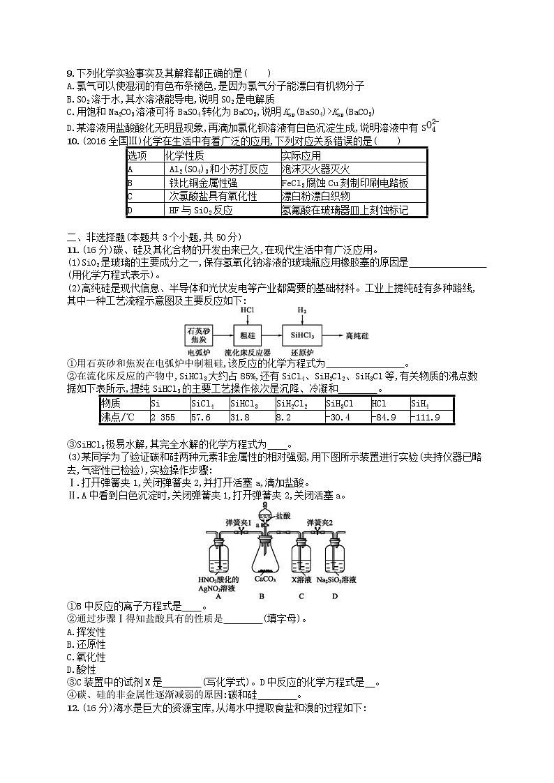 2019年高考化学一轮复习单元质检卷4《非金属及其化合物》(含解析)02