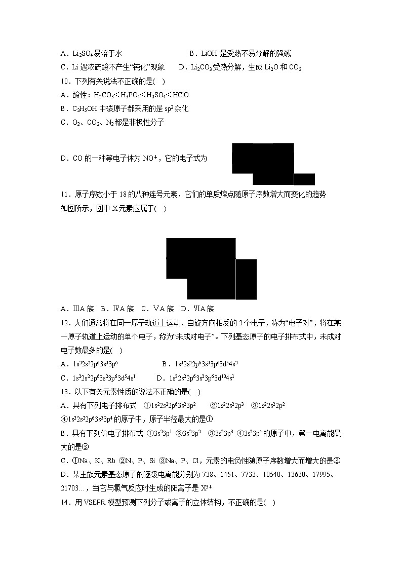 【化学】山西省应县一中2018-2019学年高二下学期第一次月考 试卷02